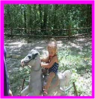 little girl on spring horse