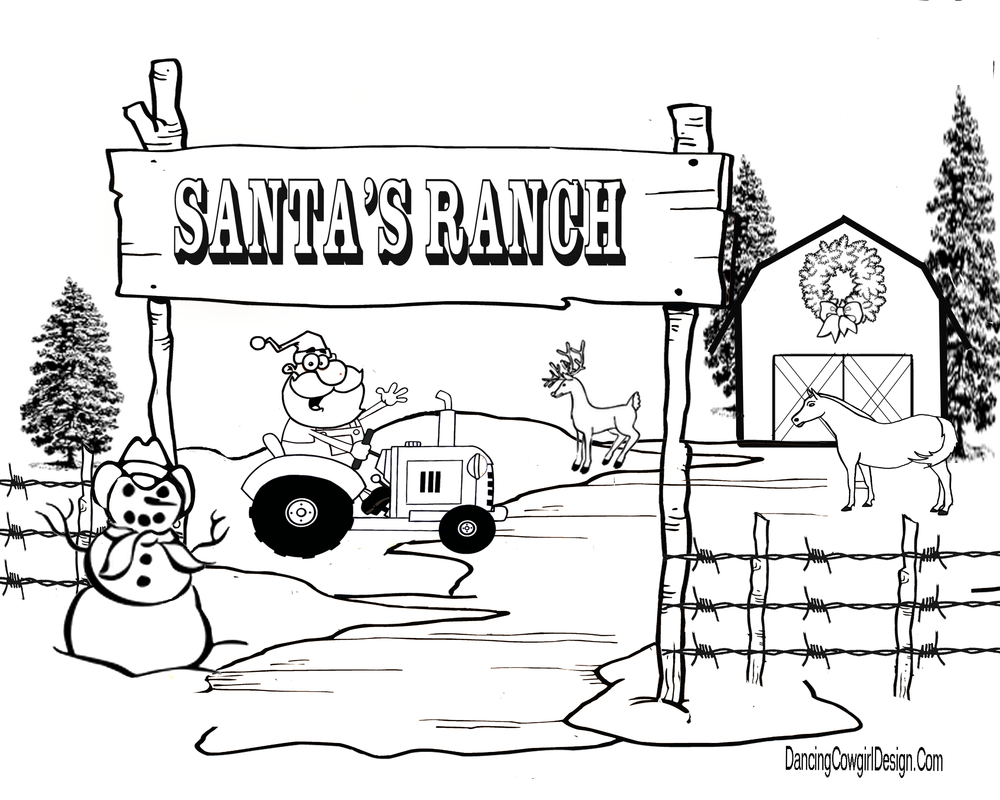 Cute Cowboy Christmas Coloring Pages for Adult